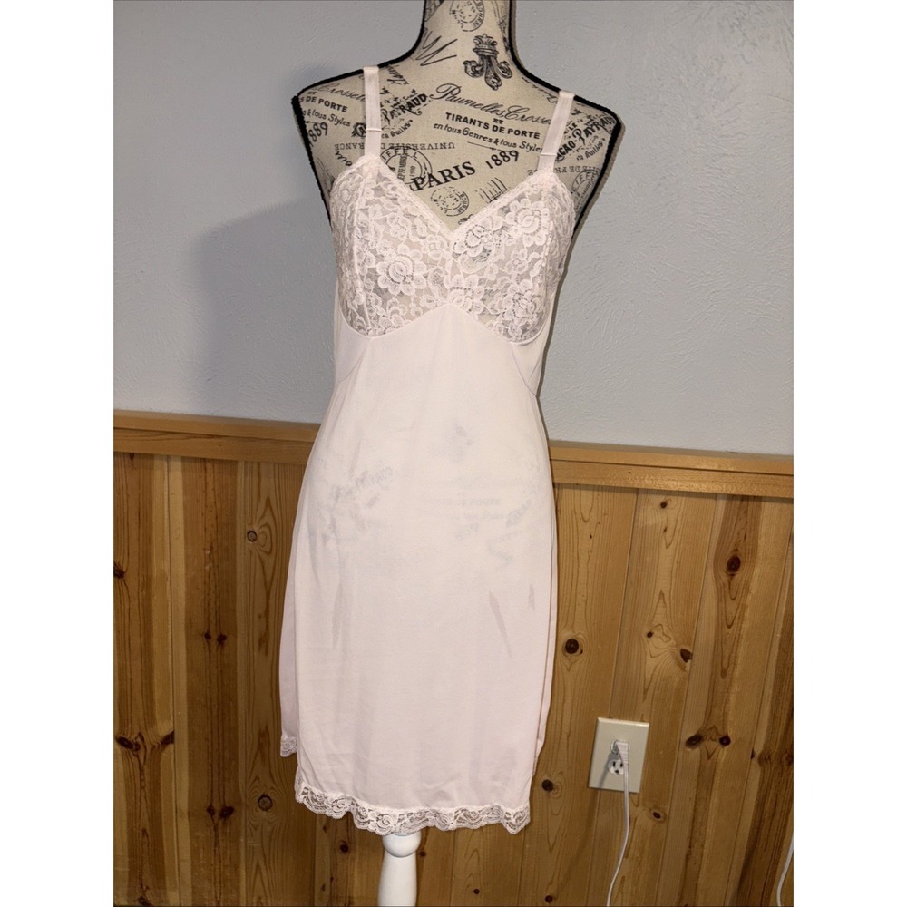 Vintage Philmaid Slip Nightgown 34 Short Lace Crepeset Lace Sheer Sissy Coquette